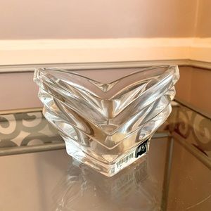 Vintage Mikasa 3” Deco lead crystal votive candle holder